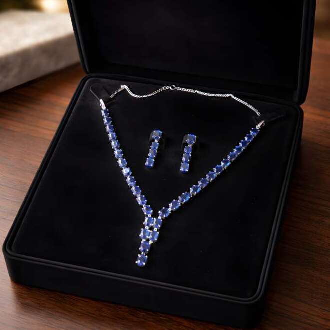 Sapphire Necklace & Earring Set